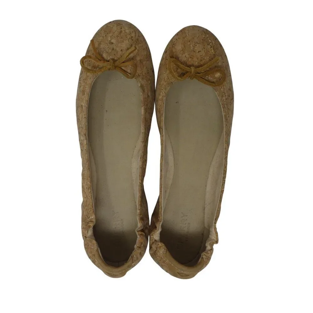 Sperry Brown Cork‎ Leather Ballet Flats Womens 9.5